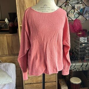 Stars Above Pink Ribbed Lounge Top - XL